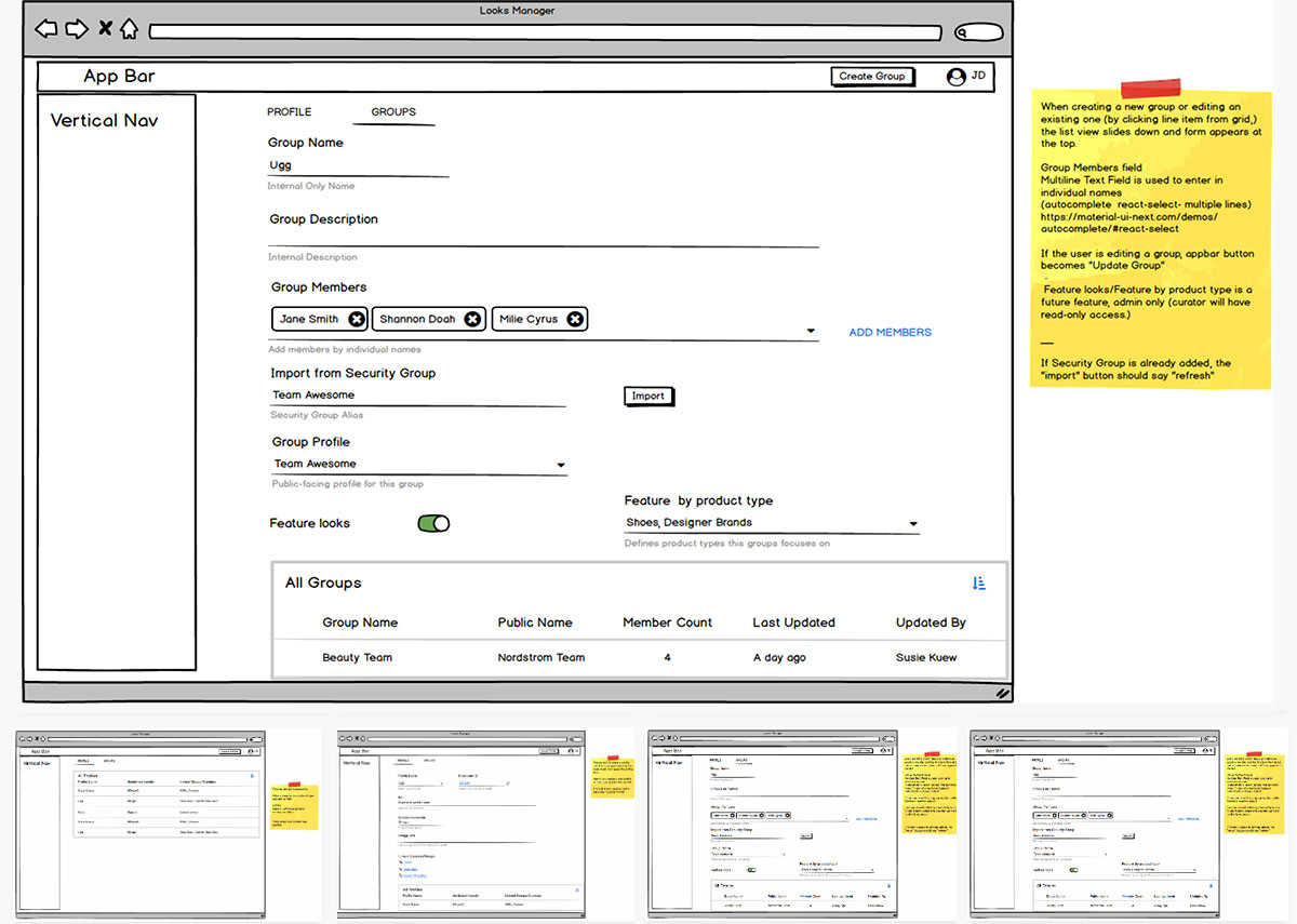 looks manager wireframe
